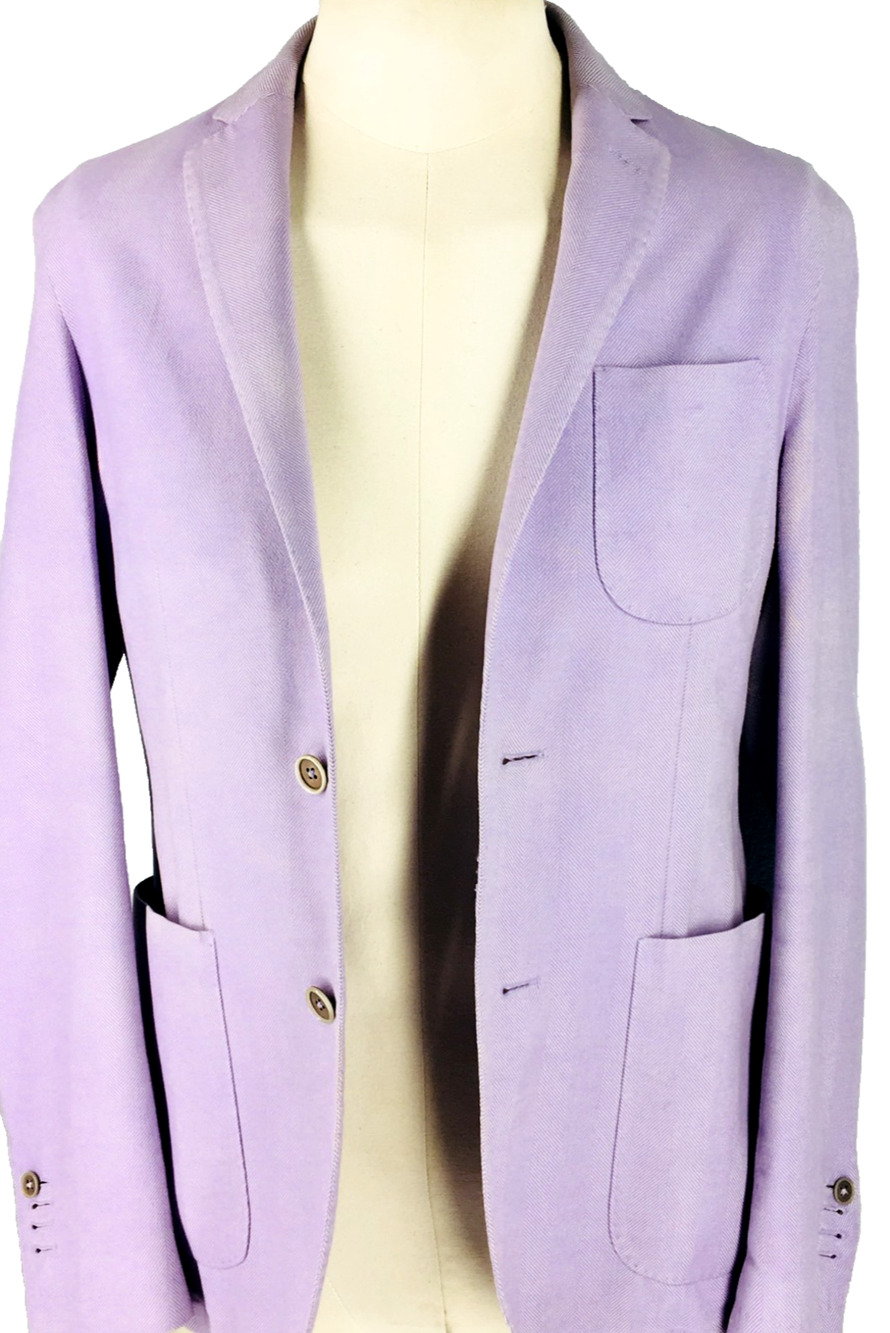 36R Couture Milan Italy 2 Button Pure Cotton Blazer Sport Coat Lilac Italy 46R